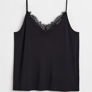 H&M black lace trimmed camisole tank top M